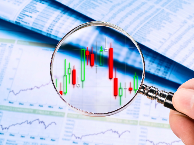 Magnifying glass over a chart